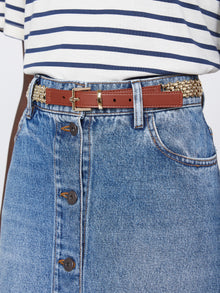 Metallic Chain And Leather Belt for Women - Gold - Max Mara UAE