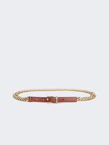 Metallic Chain And Leather Belt for Women - Gold - Max Mara UAE