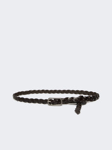 Woven Leather Belt for Women - Dark Brown - Max Mara UAE