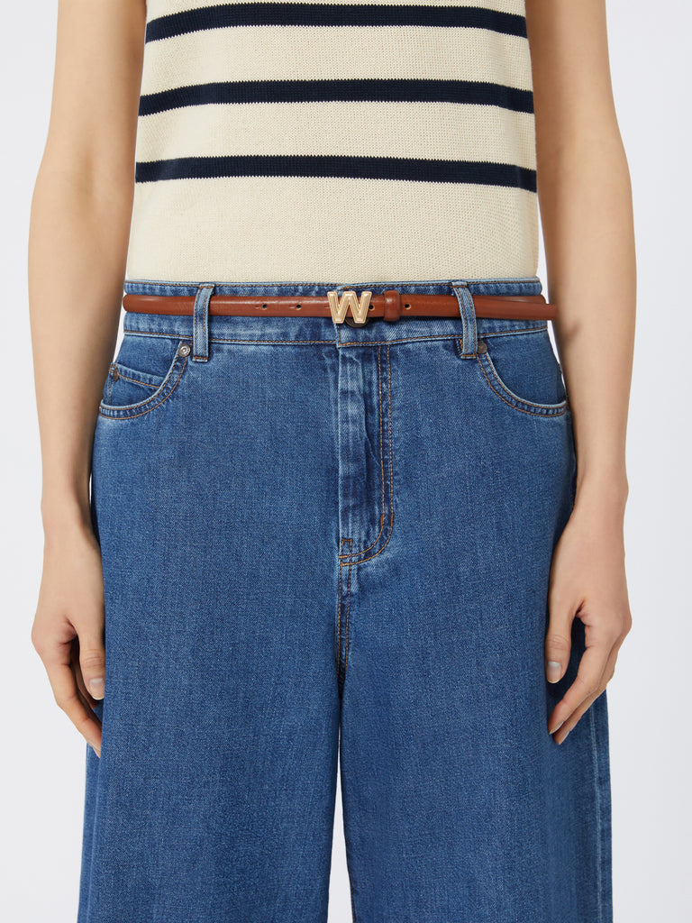 max mara leather belt with branded buckle detail