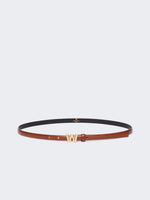 Leather Belt With Branded Buckle Detail for Women - Tobacco - Max Mara UAE