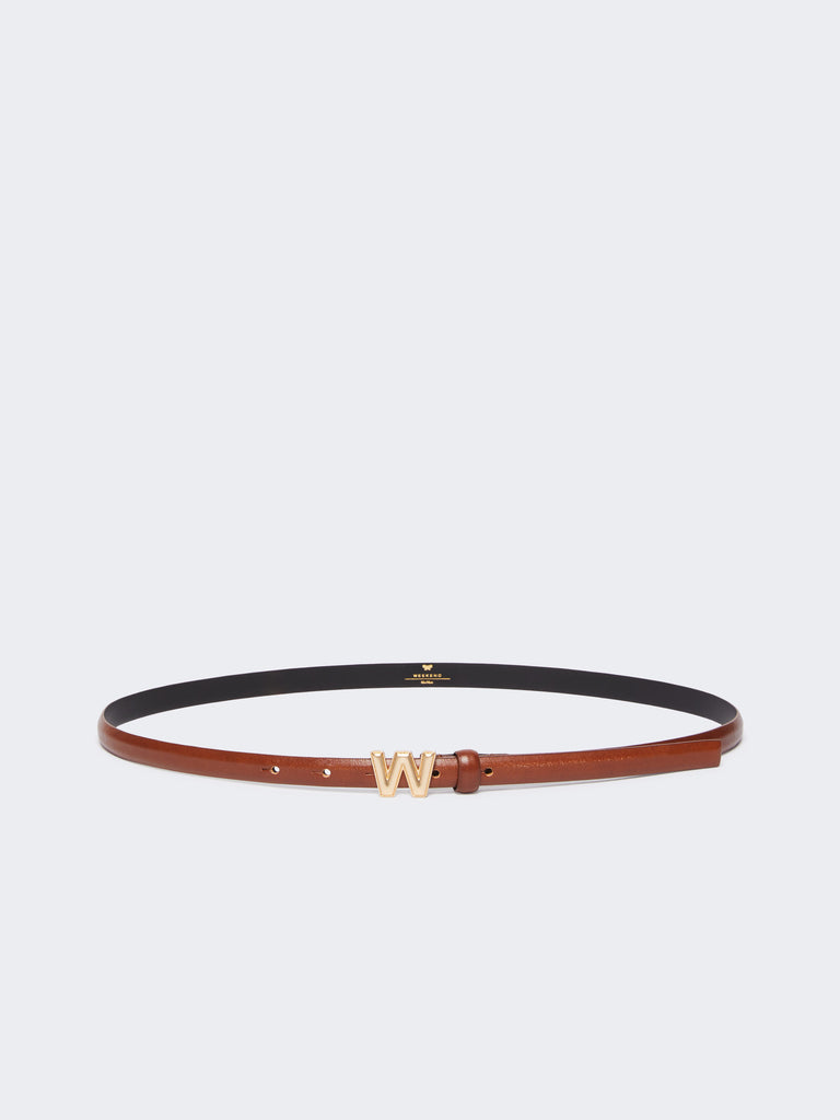 max mara leather belt with branded buckle detail