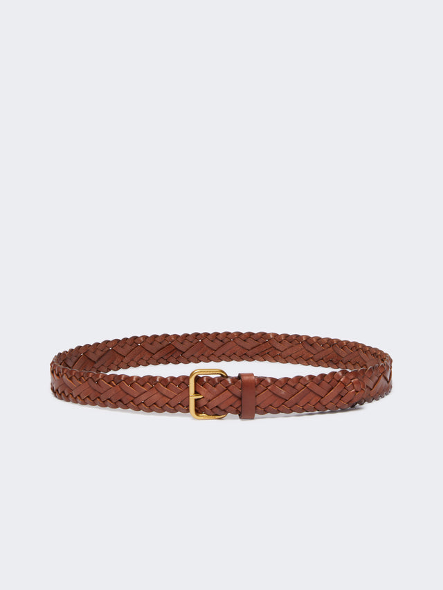 Woven Leather Belt for Women - Tobacco - Max Mara UAE