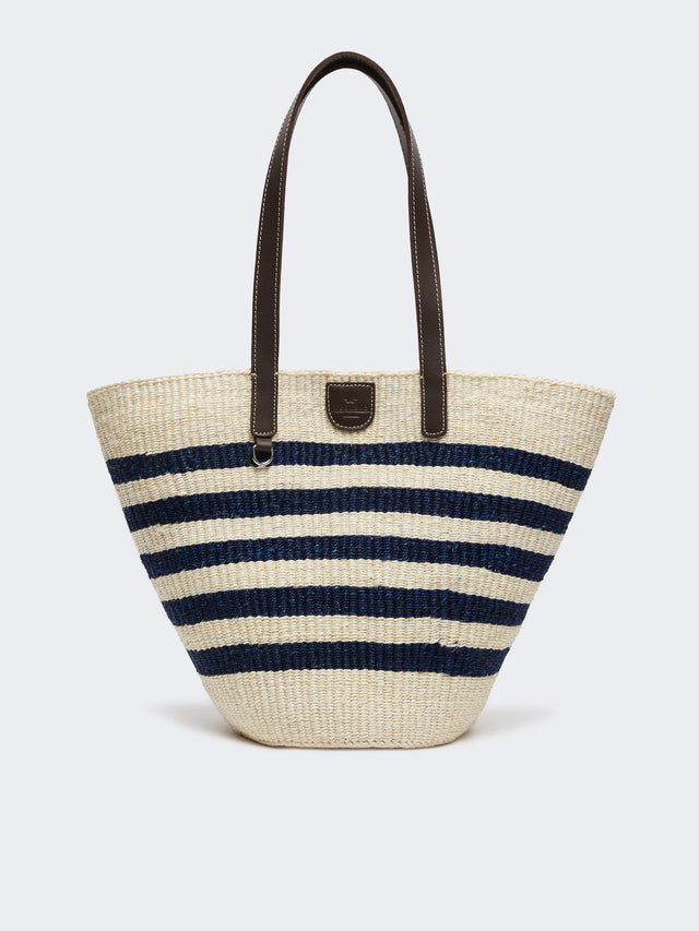 Large Striped Natural Fibre Bag for Women - Ultramarine - Max Mara UAE