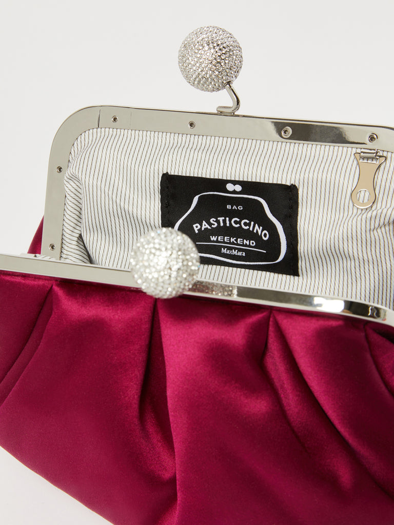 max mara small satin pasticcino bag with rhinestones