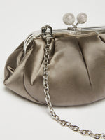 Small Satin Pasticcino Bag With Rhinestones for Women - Medium Grey - Max Mara UAE