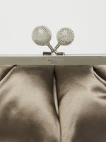 Small Satin Pasticcino Bag With Rhinestones for Women - Medium Grey - Max Mara UAE