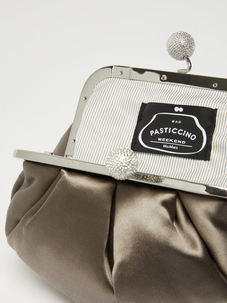 max mara small satin pasticcino bag with rhinestones