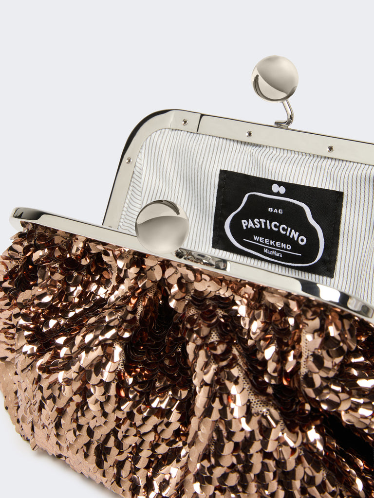 Sequin-adorned small satin Pasticcino Bag