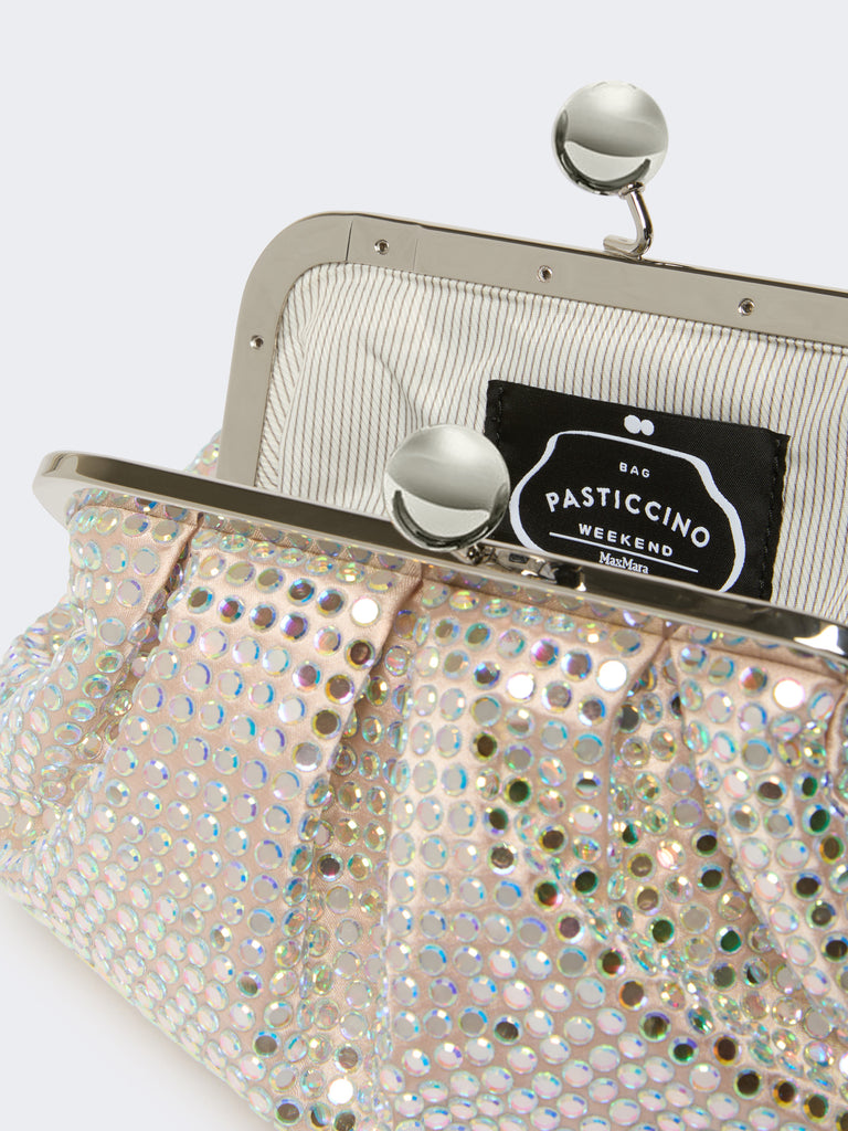 max mara rhinestone-adorned small satin pasticcino bag