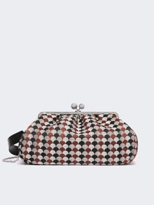 Large Pasticcino Bag In Linen, Silk And Cotton Jacquard for Women - Coffee - Max Mara UAE