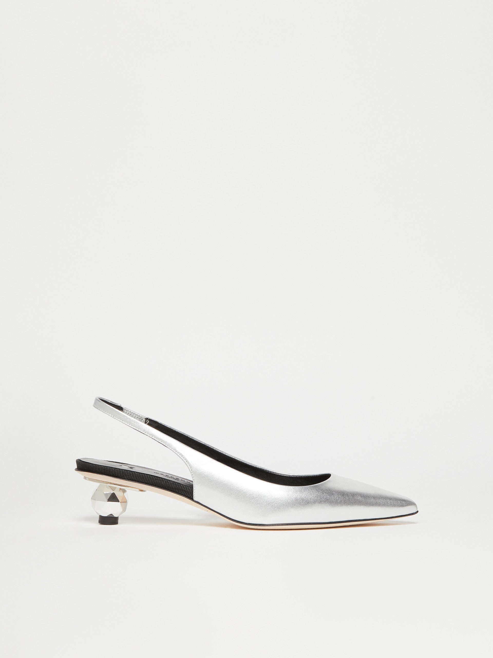 Laminated Nappa Leather Slingbacks for Women - Silver - Max Mara UAE