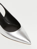 Laminated Nappa Leather Slingbacks for Women - Silver - Max Mara UAE