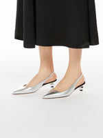 Laminated Nappa Leather Slingbacks for Women - Silver - Max Mara UAE