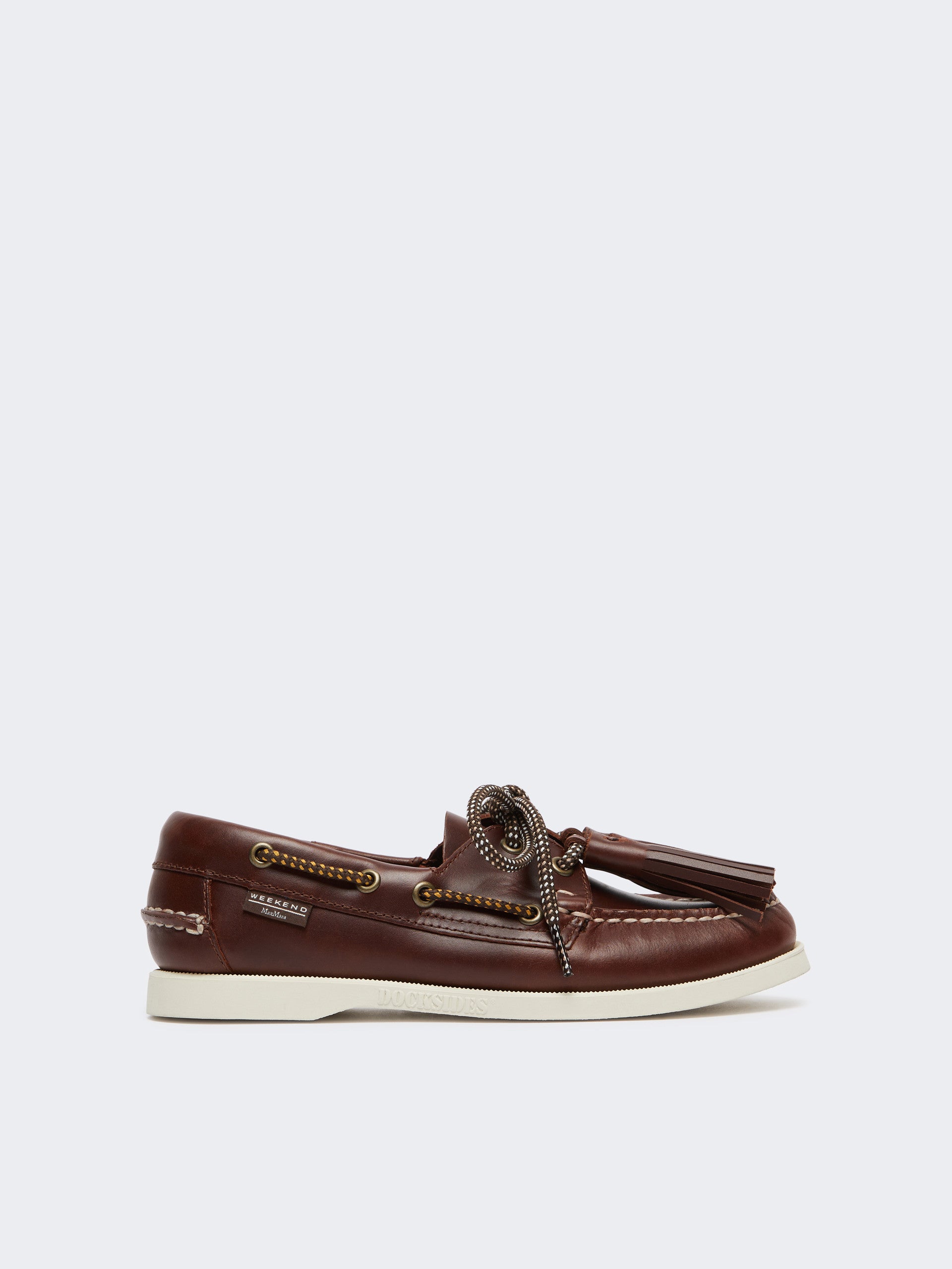 max mara leather boat moccasins for women