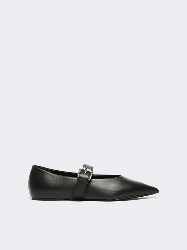 max mara leather pointed-toe ballet flats for women