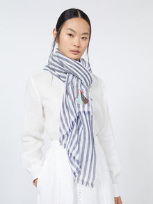 Stole In Linen And Cotton for Women - Cornflower Blue - Max Mara UAE