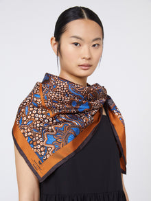 Printed Silk Foulard for Women - Hazelnut Brown - Max Mara UAE