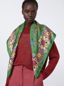 Printed Silk Twill Foulard for Women - Green - Max Mara UAE