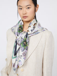 Printed Silk Twill Foulard for Women - Ivory - Max Mara UAE