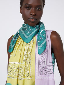 Bandanna Print Silk Foulard for Women - Green - Max Mara UAE