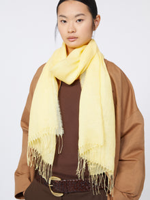 Linen Stole With Fringes for Women - Yellow - Max Mara UAE