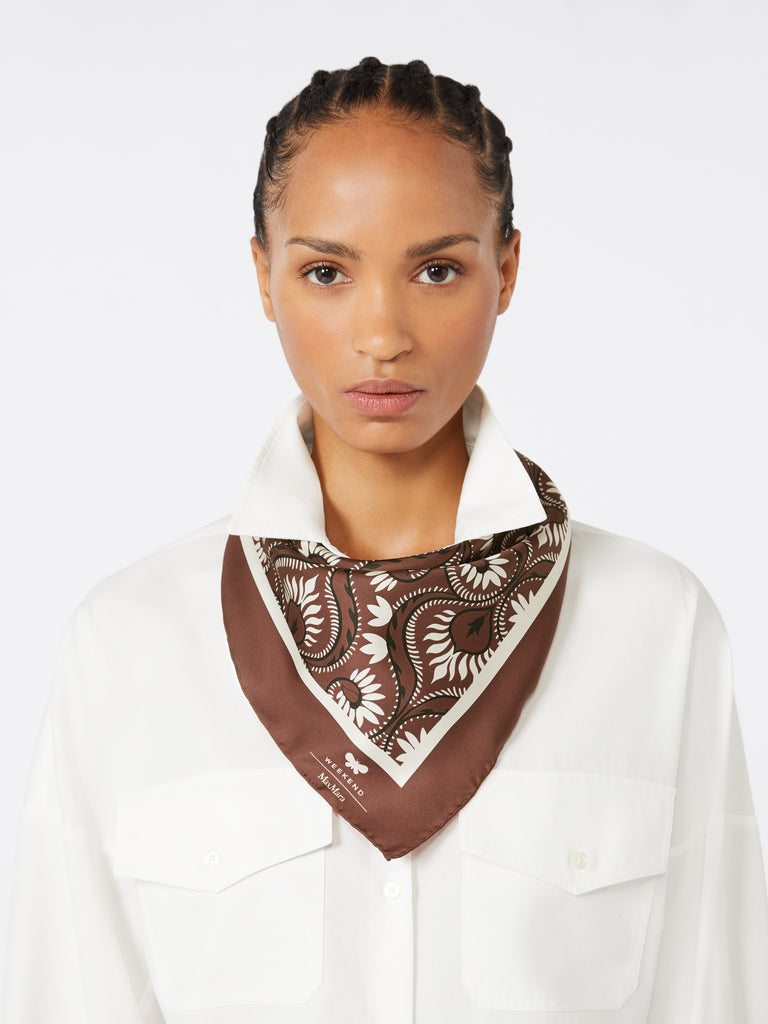 max mara printed silk square foulard