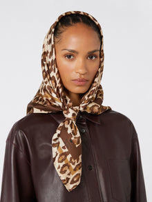 Patterned Silk Twill Foulard for Women - Black - Max Mara UAE