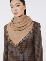 Viscose And Cashmere Shawl for Women - Camel - Max Mara UAE