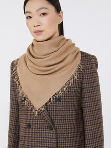 Viscose And Cashmere Shawl for Women - Camel - Max Mara UAE