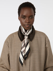 Printed Silk Twill Scarf for Women - Chocolate - Max Mara UAE