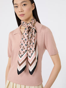 Printed Silk Scarf for Women - Ivory - Max Mara UAE
