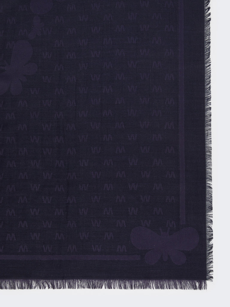 Jacquard-knit viscose and wool shawl