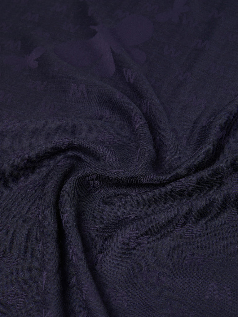 Jacquard-knit viscose and wool shawl