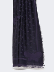 Jacquard-knit viscose and wool shawl