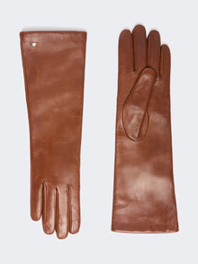Mid-Length Nappa Leather Gloves for Women - Tobacco - Max Mara UAE