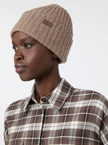 Ribbed Wool Beanie for Women - Turtledove - Max Mara UAE