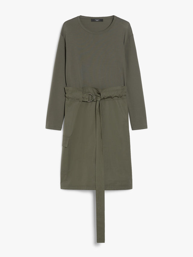 Cotton Poplin And Jersey Dress for Women - Kaki - Max Mara UAE