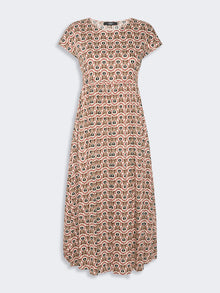 Long Printed Jersey Dress for Women - Terra Cotta - Max Mara UAE