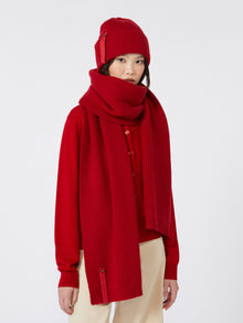 Ribbed Cashmere Scarf for Women - Dark Red - Max Mara UAE