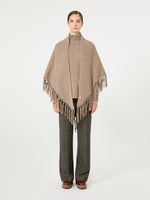 Fringed Wool Shawl for Women - Turtledove - Max Mara UAE