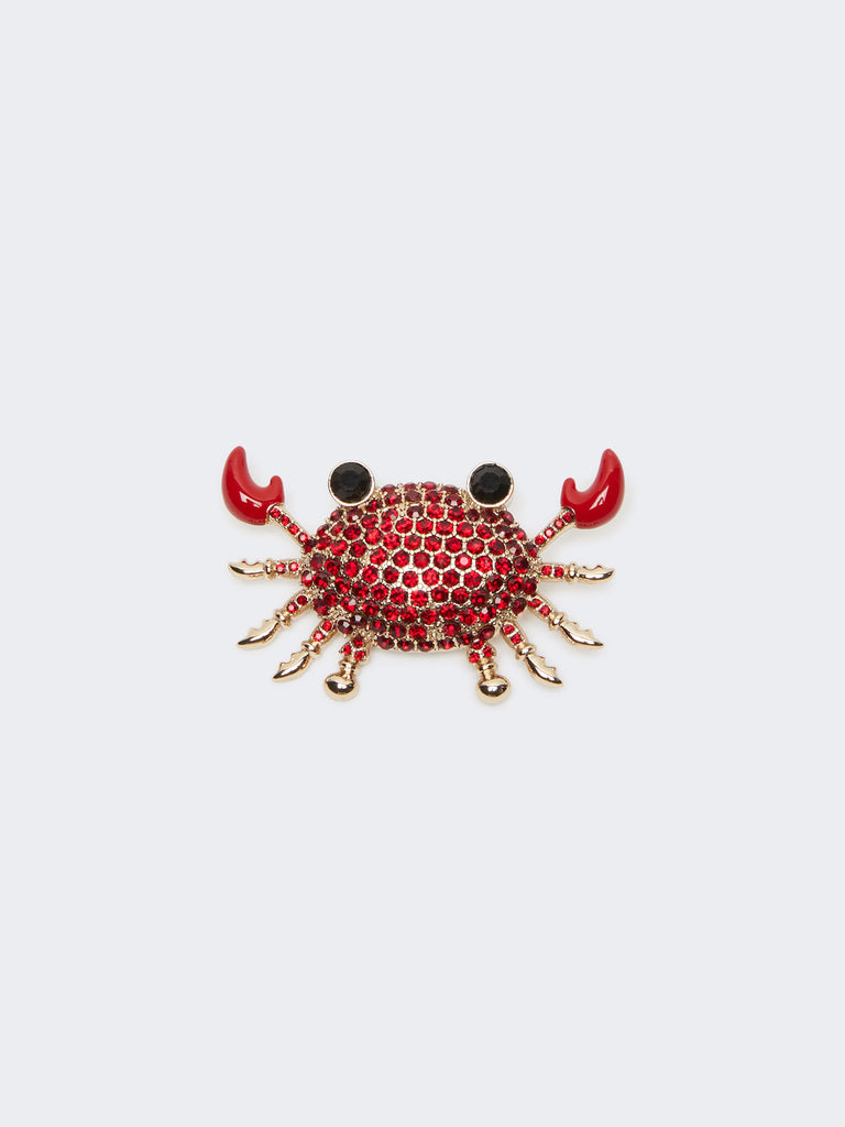 max mara metal brooch with rhinestones