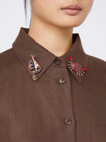 max mara metal brooch with rhinestones for women