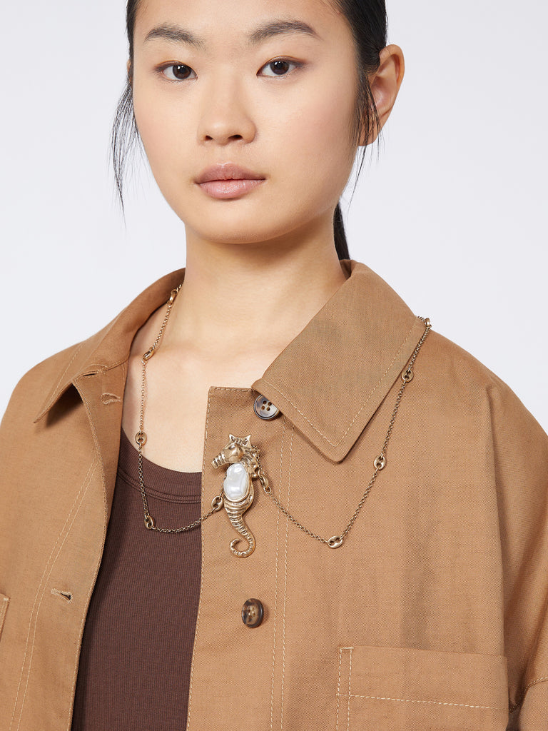 max mara metallic necklace with pin pendant