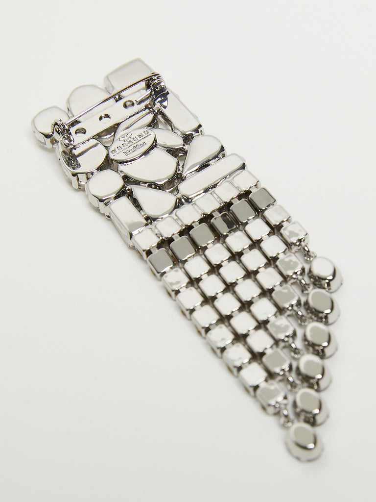 max mara metal and rhinestone brooch