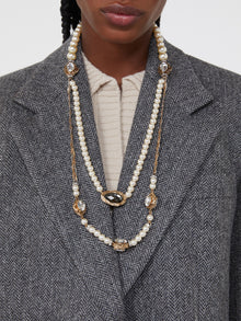 Pearl and rhinestone-adorned necklace