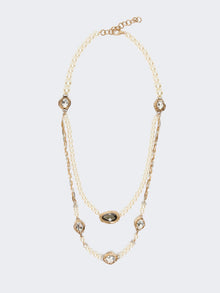 Pearl and rhinestone-adorned necklace