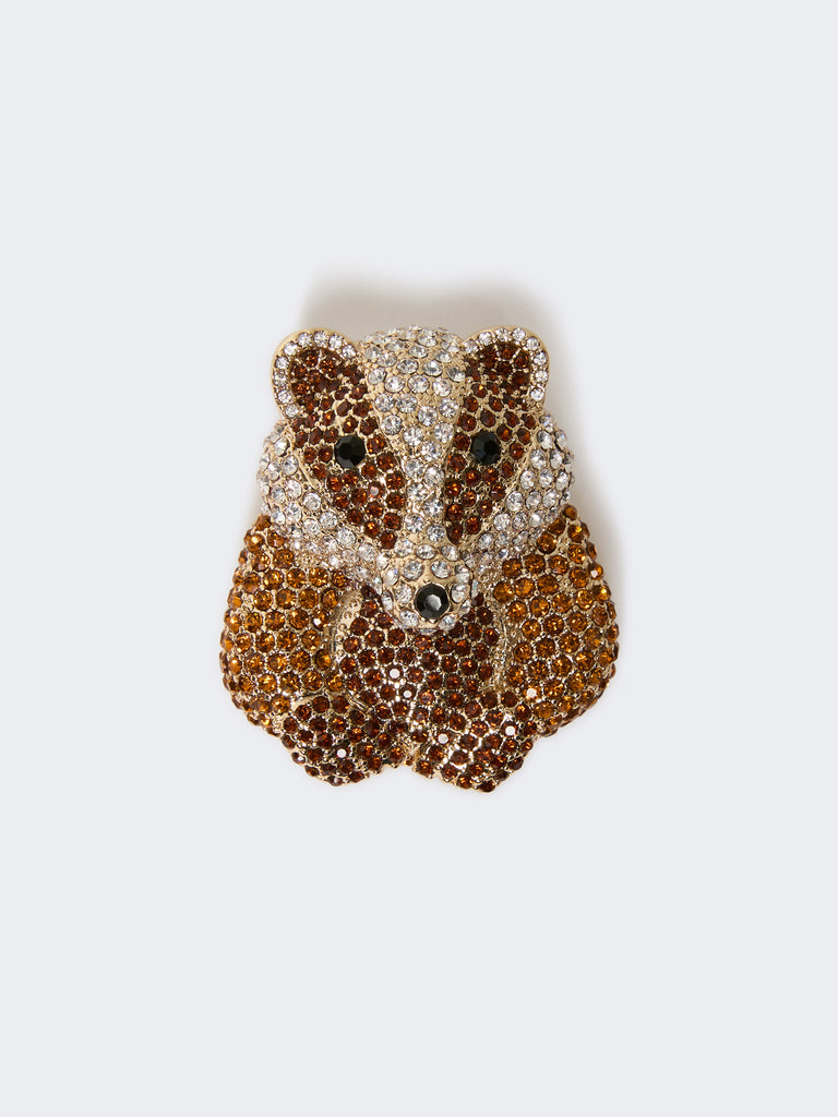 max mara metal brooch with rhinestones
