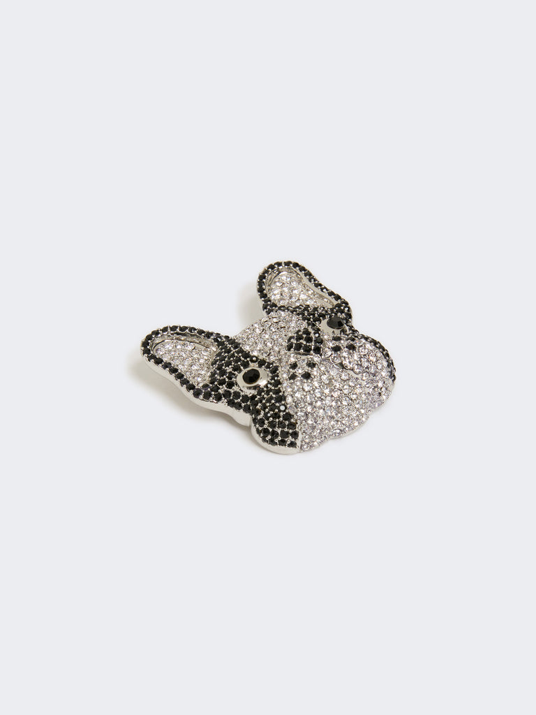 max mara metal brooch with rhinestones