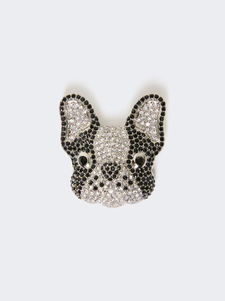 max mara metal brooch with rhinestones